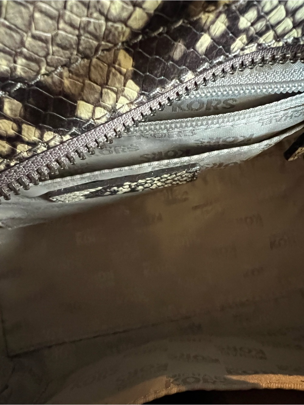 Michael Kors Black and White Python Embossed Leather Satchel - Picture 5 of 8